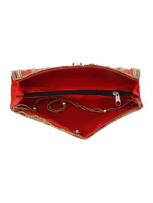 red satin fold over clutch - 14670905 - Standard Image - 3