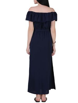 aida georgette solid maxi for women - blue - 14670923 - Standard Image - 3