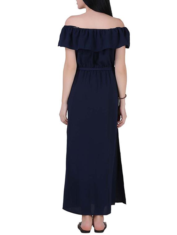 aida georgette solid maxi for women - blue - 14670923 - Zoom Image - 3
