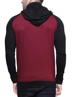 maroon cotton color block t-shirt - 14671522 - Standard Image - 3