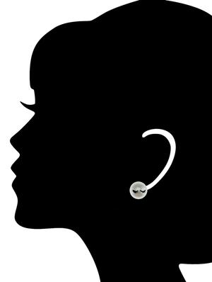 white metal studs earrings - 14671881 - Standard Image - 3