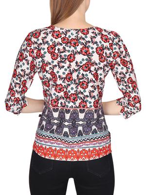 red casual printed top - 14676916 - Standard Image - 3