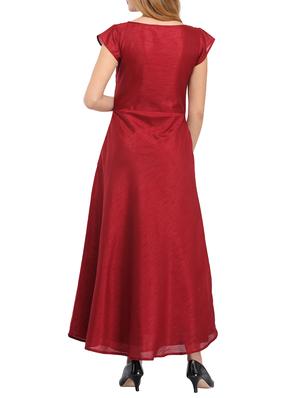 maroon viscose a-line kurta - 14681427 - Standard Image - 3
