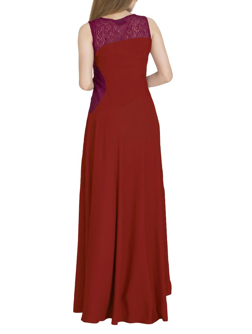 laced panel flared gown - 14701052 - Zoom Image - 3
