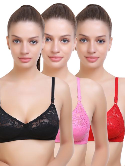 set of 3 floral patch bra - 14705707 - Standard Image - 1