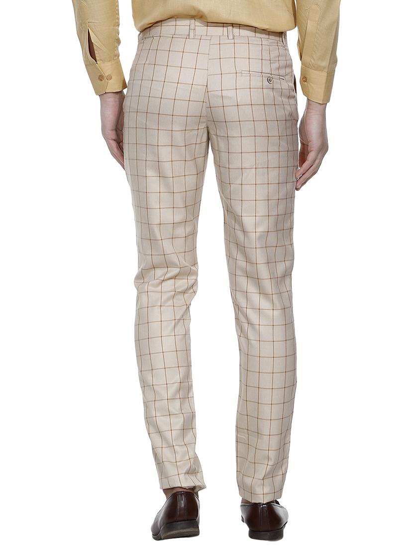 beige cotton blend flat front formal trouser - 14715143 - Zoom Image - 3