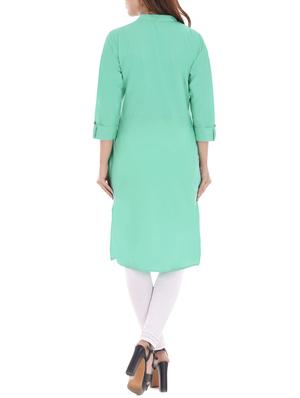 green cotton straight kurta - 14717063 - Standard Image - 3