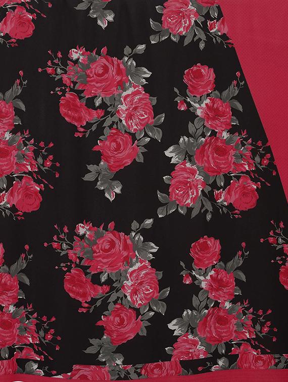 pink faux georgette printed saree with blouse - 14717110 - Zoom Image - 3