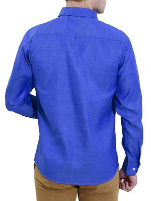 dark blue cotton casual shirt - 14720474 - Standard Image - 3