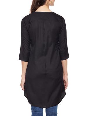 black solid rayon tunic - 14734208 - Standard Image - 3