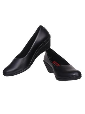 black faux leather slip on formal shoes - 14735534 - Standard Image - 3