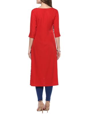red crepe layered kurta - 14736604 - Standard Image - 3