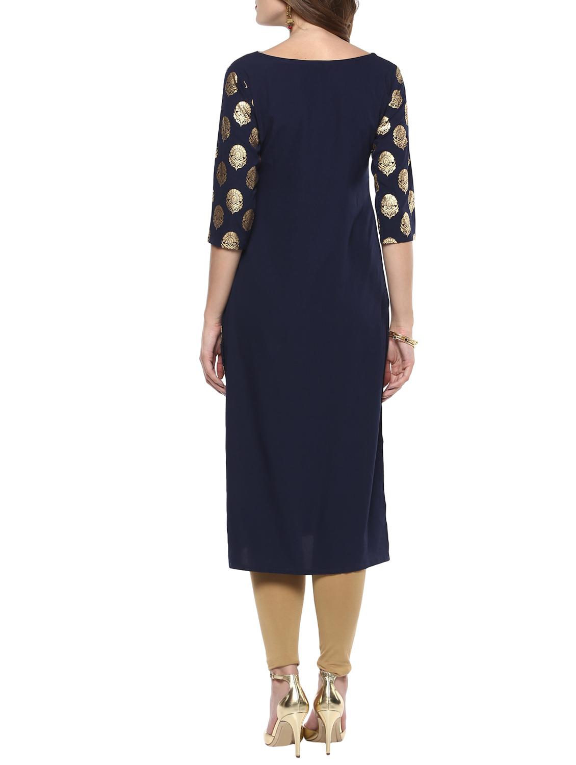 Block print straight kurta - 14736606 - Zoom Image - 3