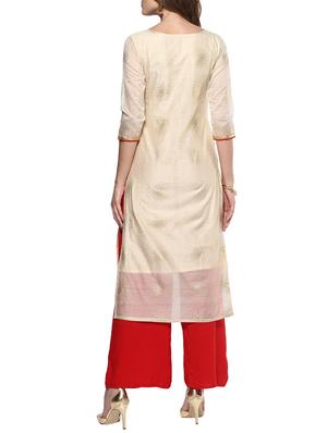 chanderi straight kurta - 14736616 - Standard Image - 3