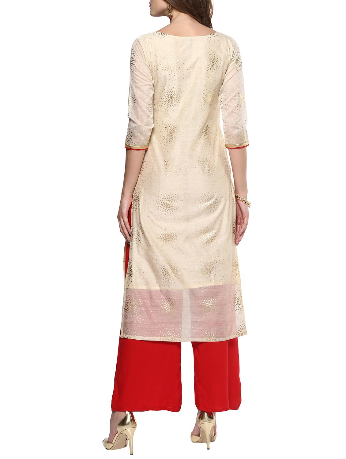 chanderi straight kurta - 14736616 - Zoom Image - 3