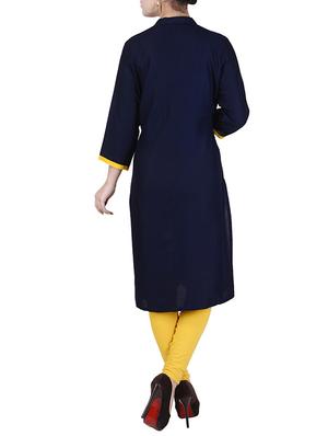blue rayon straight kurta - 14738760 - Standard Image - 3