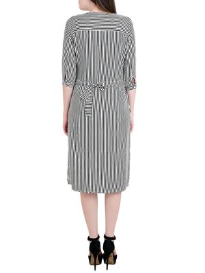 tie back striped belted dress - 14740314 - Standard Image - 3