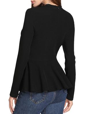 black cotton peplum top - 14741436 - Standard Image - 3