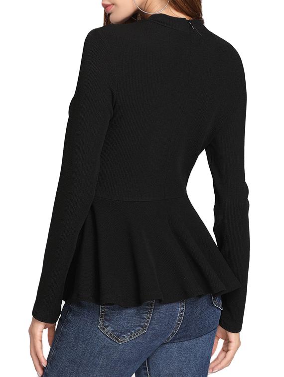 black cotton peplum top - 14741436 - Zoom Image - 3