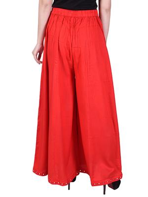 red rayon palazzos - 14742807 - Standard Image - 3