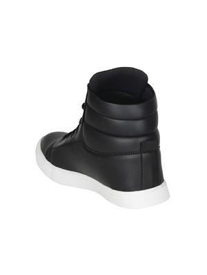 black leatherette lace up sneaker - 14743235 - Standard Image - 3