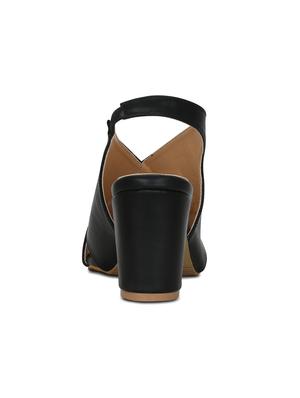 black faux leather back strap sandals - 14744966 - Standard Image - 3