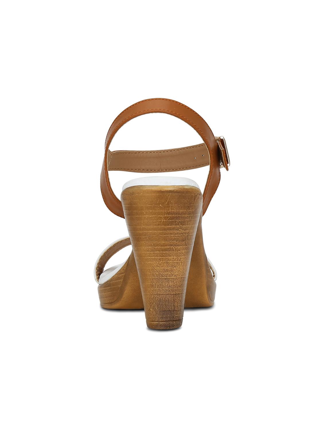 white faux leather ankle strap sandals - 14744989 - Zoom Image - 3