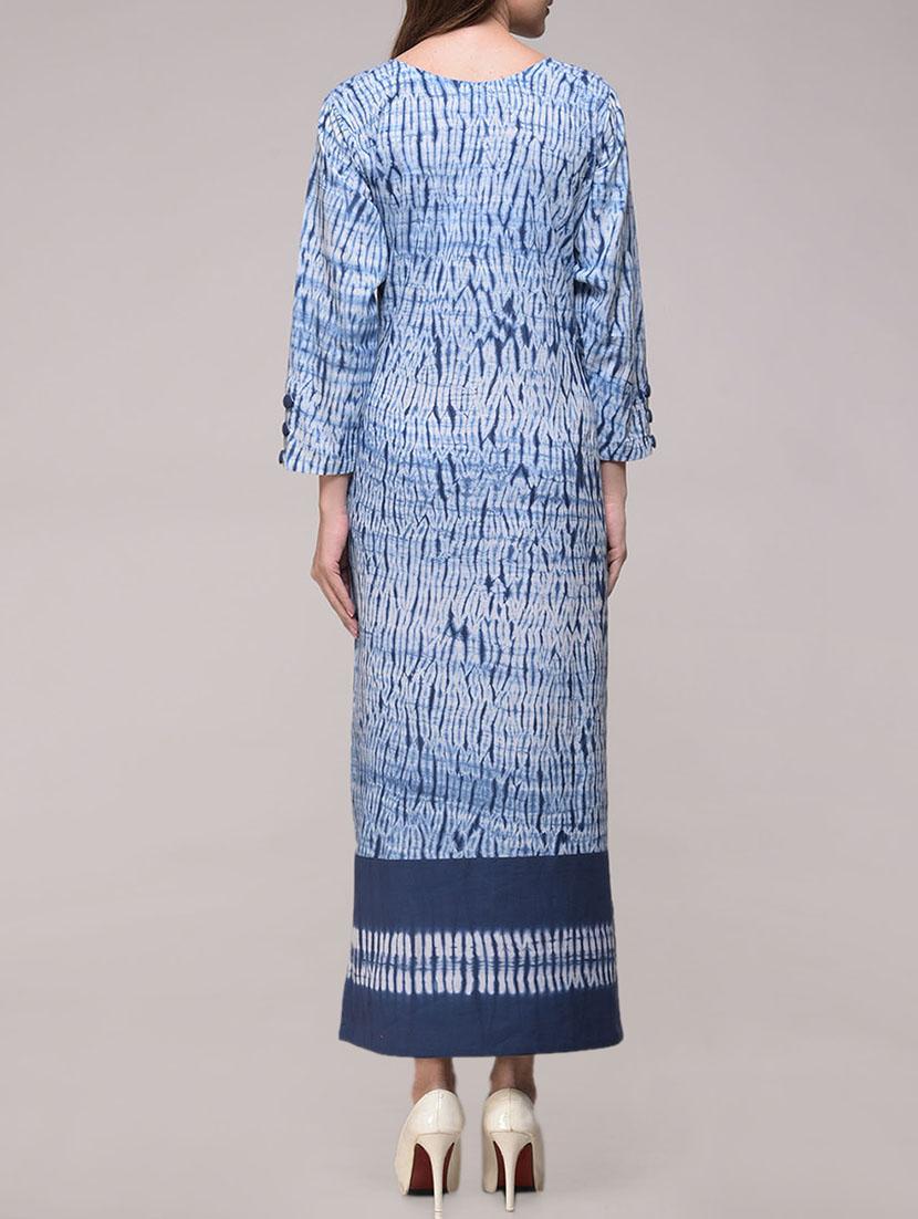 simply kitsch blue cotton shibori a-line dress - 14745290 - Zoom Image - 3