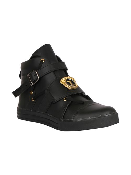 black leatherette lace up sneaker - 14751681 - Standard Image - 1