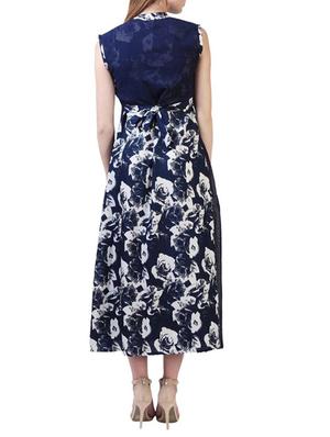 navy blue poly georgette layered kurta - 14755741 - Standard Image - 3