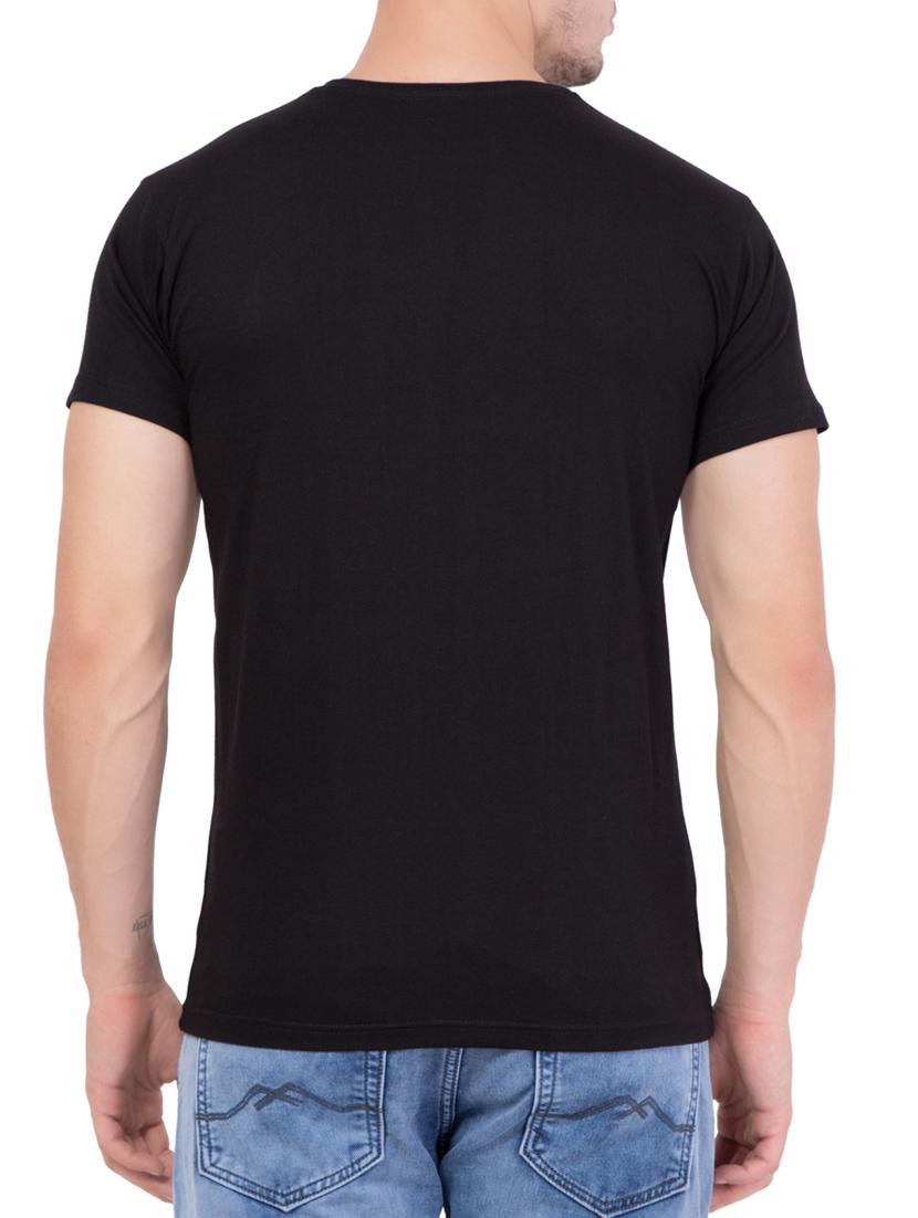 black cotton chest print tshirt - 14763397 - Zoom Image - 3