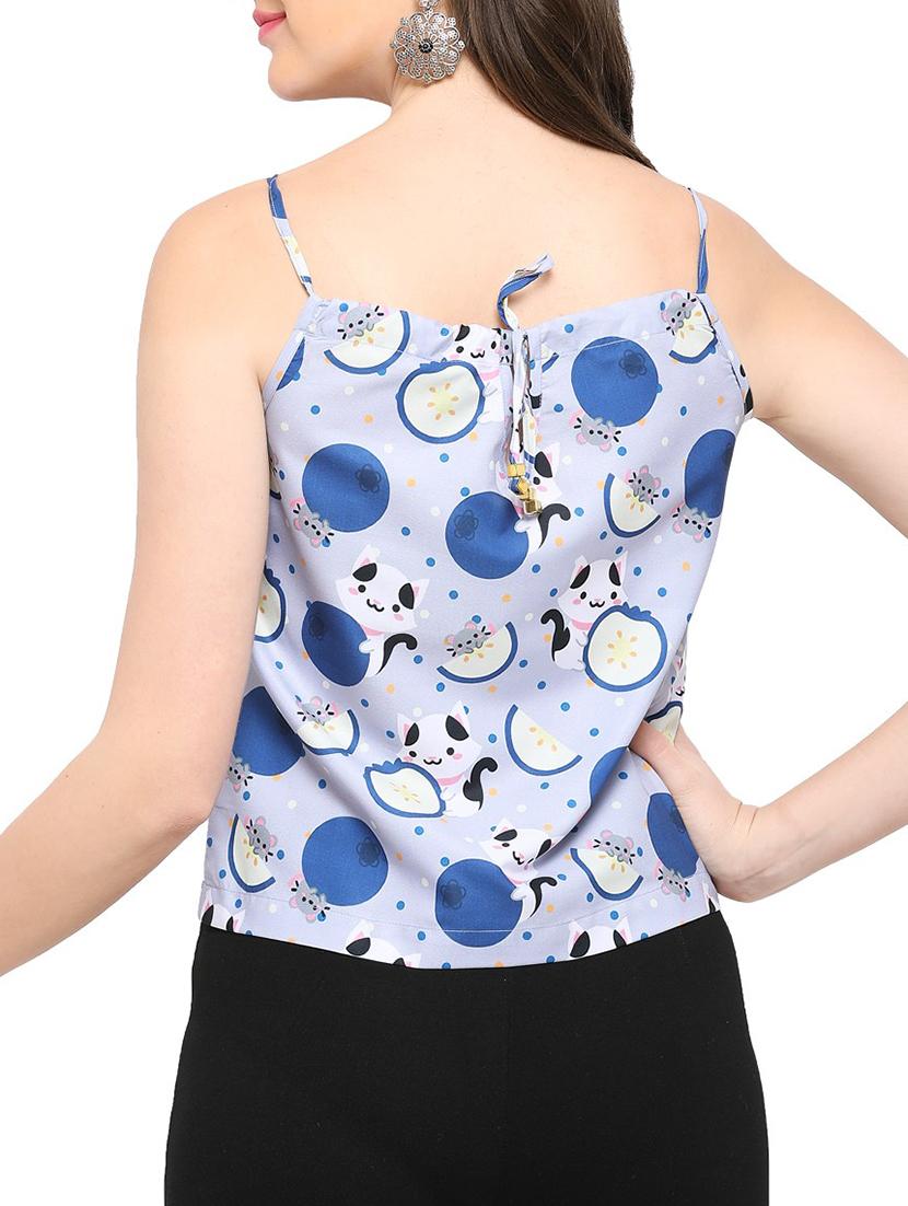 blue printed casual top - 14766874 - Zoom Image - 3