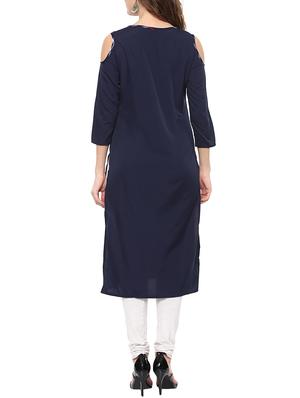 Cold shoulder checks straight kurta - 14766979 - Standard Image - 3