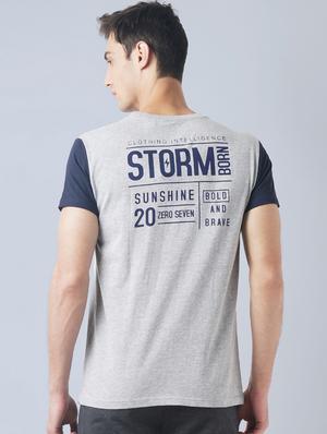 grey cotton back print t-shirt - 14770000 - Standard Image - 3