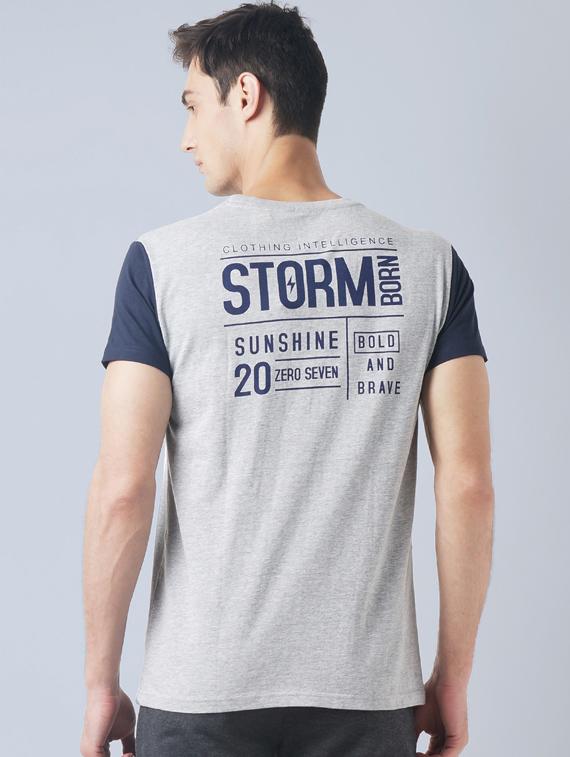 grey cotton back print t-shirt - 14770000 - Zoom Image - 3