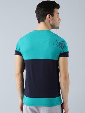navy blue cotton color block t-shirt - 14770077 - Standard Image - 3