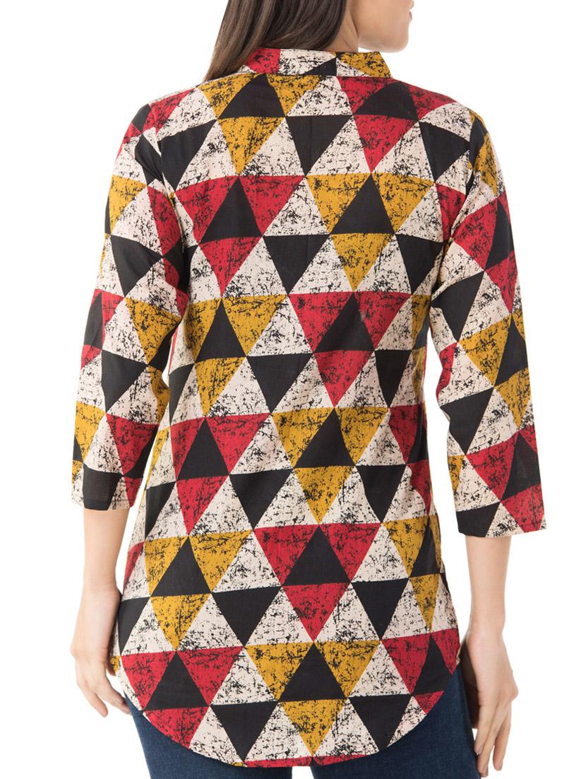 beige cotton a-line kurti - 14770708 - Zoom Image - 3