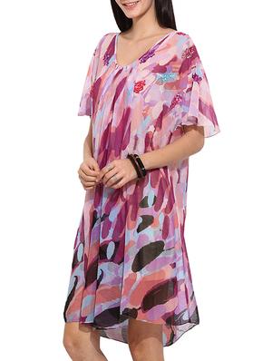 pink georgette shift dress - 14770901 - Standard Image - 3