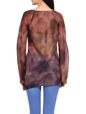 brown printed chiffon tunic - 14771921 - Standard Image - 3
