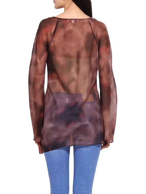 brown printed chiffon tunic - 14771921 - Zoom Image - 3
