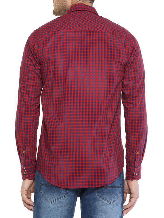 red cotton casual shirt - 14772625 - Zoom Image - 3
