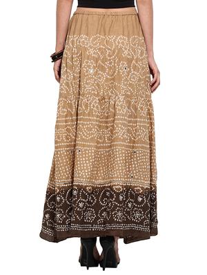 brown cotton flared skirt - 14772725 - Standard Image - 3