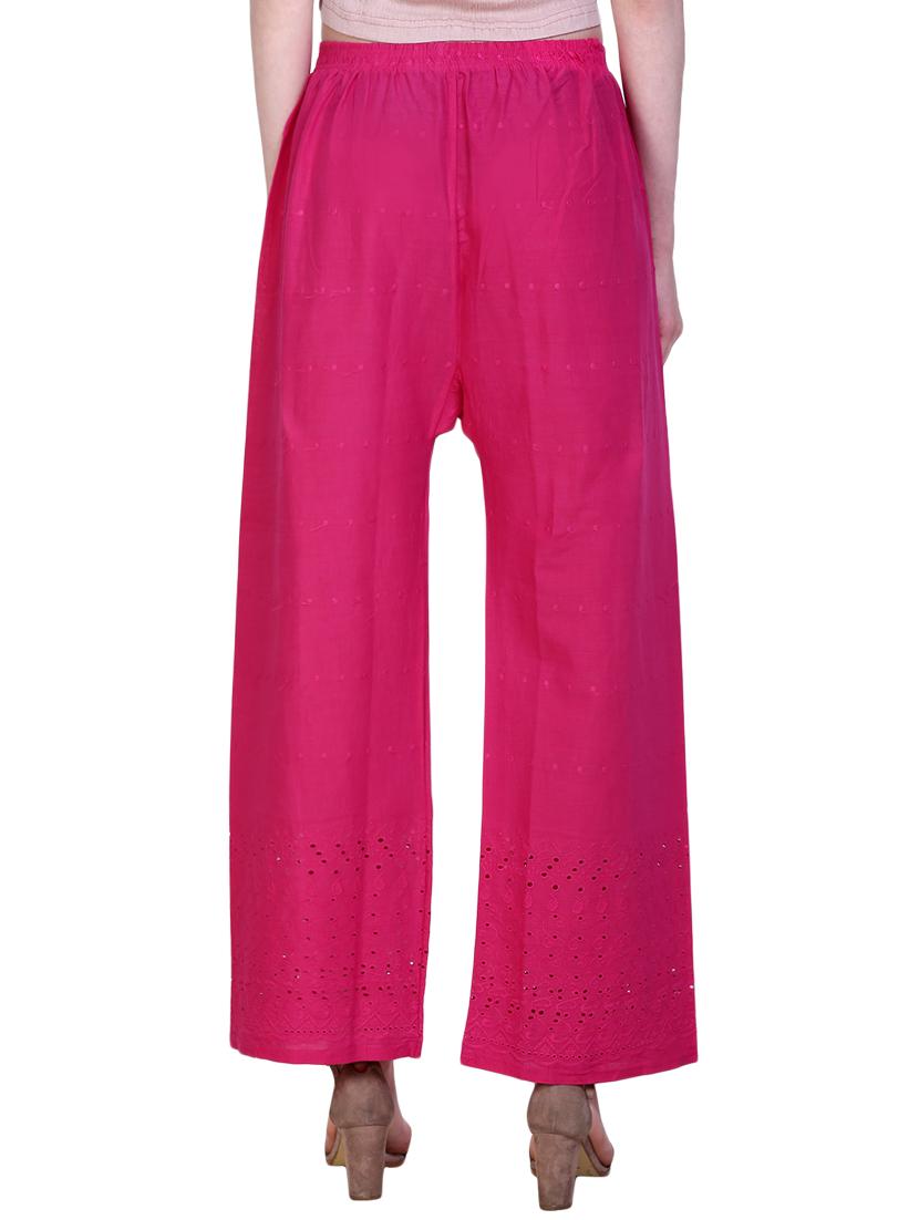 pink cotton palazzos - 14773625 - Zoom Image - 3