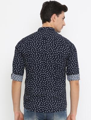 navy blue cotton casual shirt - 14775257 - Standard Image - 3