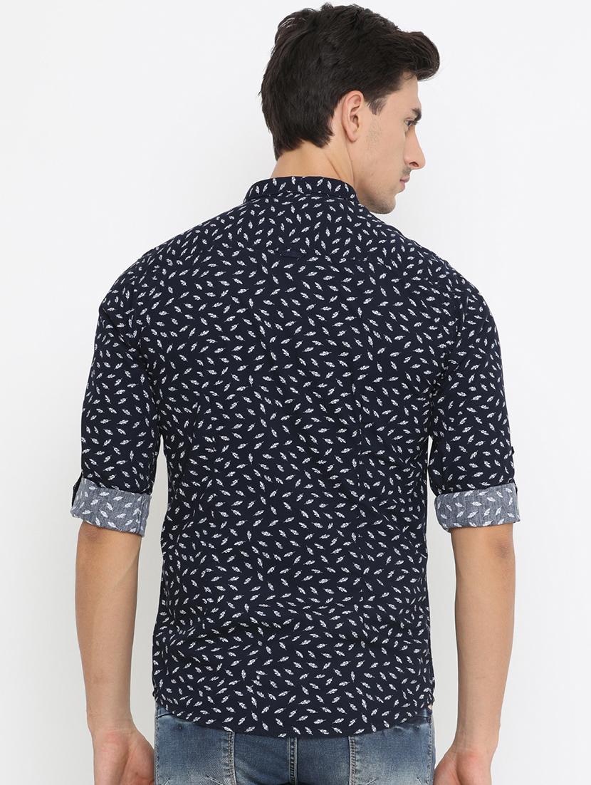 navy blue cotton casual shirt - 14775257 - Zoom Image - 3