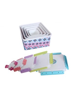 Designer Print Lock Cover Storage Box- Set of 5 - 14776045 - Standard Image - 3