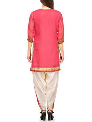 Fuchsia Designs pink georgette straight kurta - 14778769 - Standard Image - 3