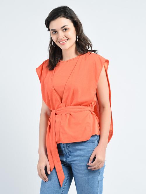 self tie up layered top - 14778885 - Standard Image - 1