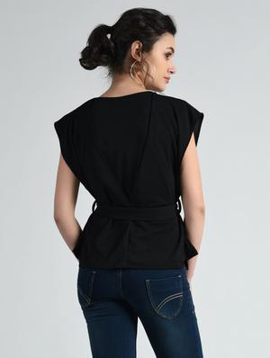 side tie up charcoal top - 14778886 - Standard Image - 3