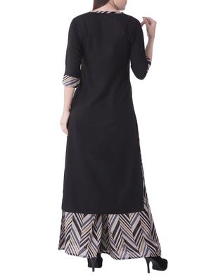 black rayon kurta palazzo set - 14778990 - Standard Image - 3